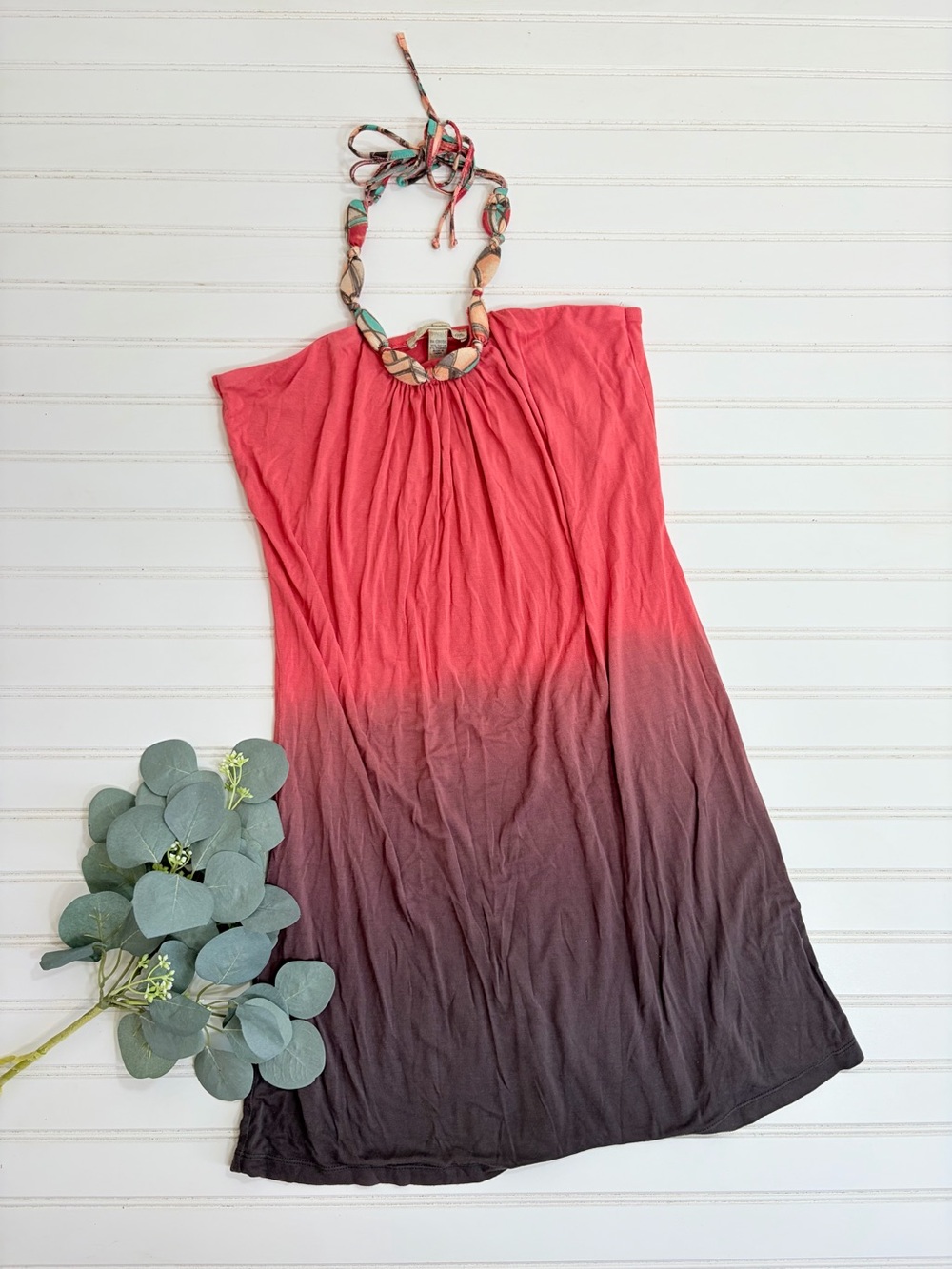 American Rag Ombre Y2K Beaded Halter Sundress